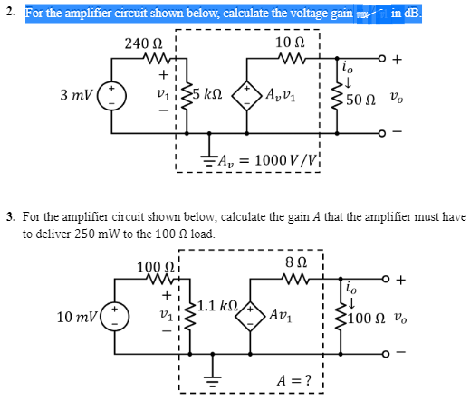 Solved 2. For the ampliffer circuit shown below, calculate | Chegg.com