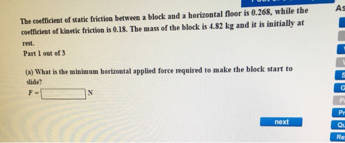 Solved The coefficient of static friction between a block | Chegg.com