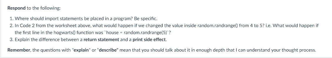 Solved Predicting the result Math and Random Consider the | Chegg.com
