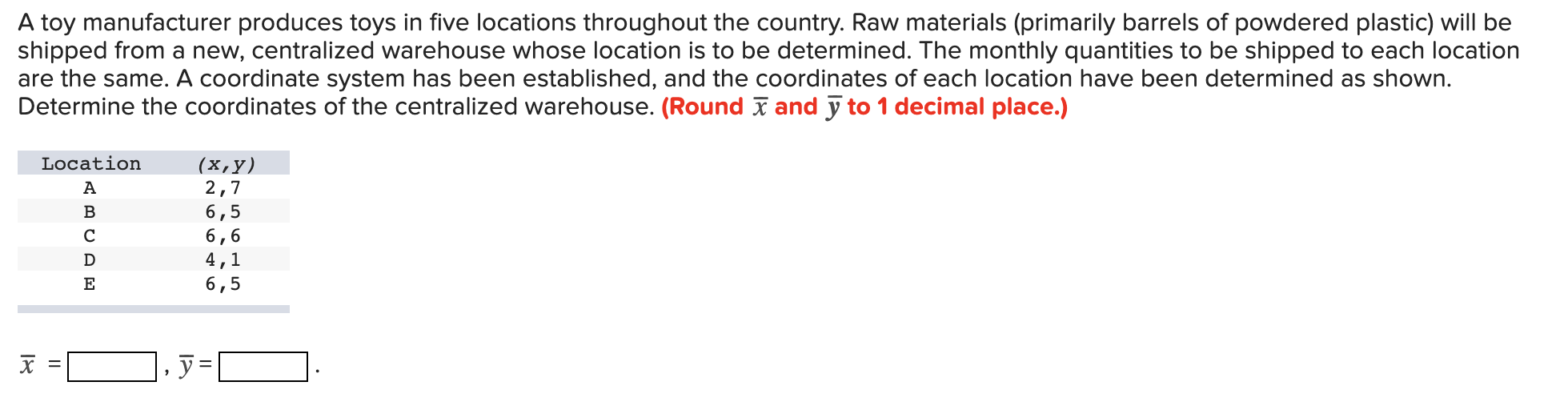 Solved A Toy Manufacturer Produces Toys In Five Locations | Chegg.com