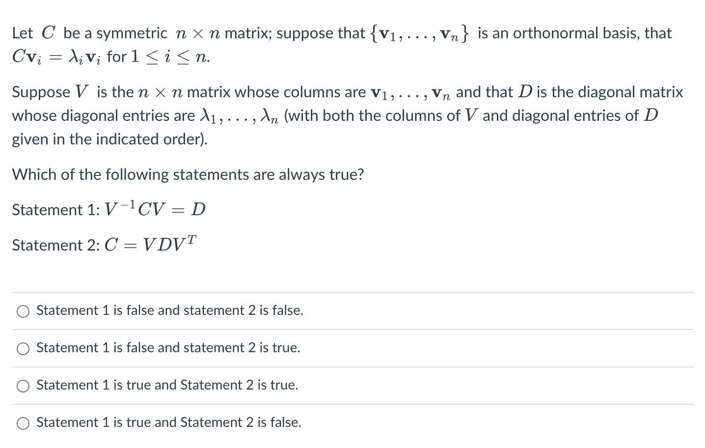 Solved Let C Be A Symmetric N X N Matrix Suppose That {v1