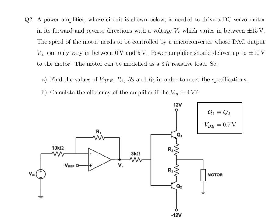 Solved Q2. A Power Amplifier, Whose Circuit Is Shown Below, | Chegg.com