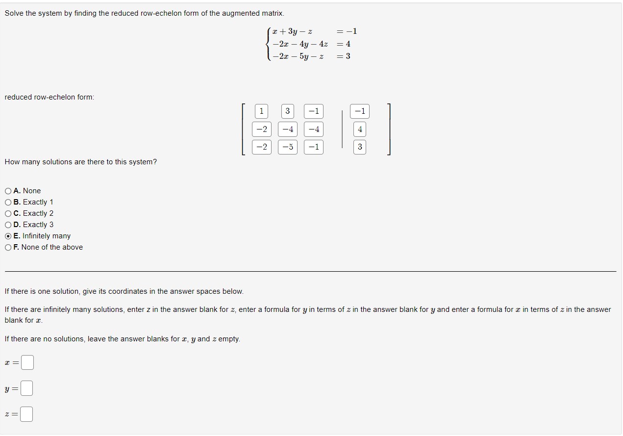 Solved Solve The System By Finding The Reduced Row-echelon | Chegg.com