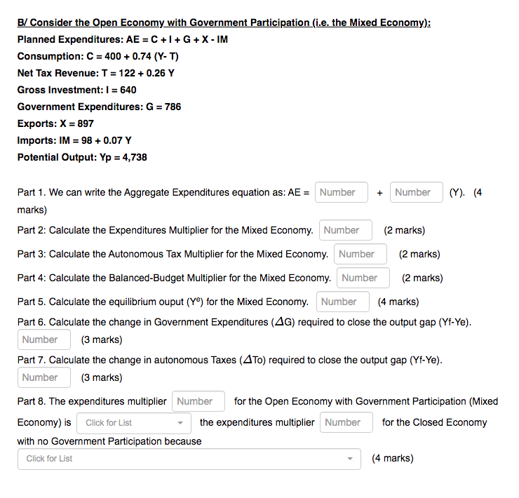 Solved B Consider The Open Economy With Government Parti Chegg Com