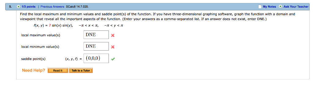 Solved Find The Local Maximum And Minimum Values And Saddle