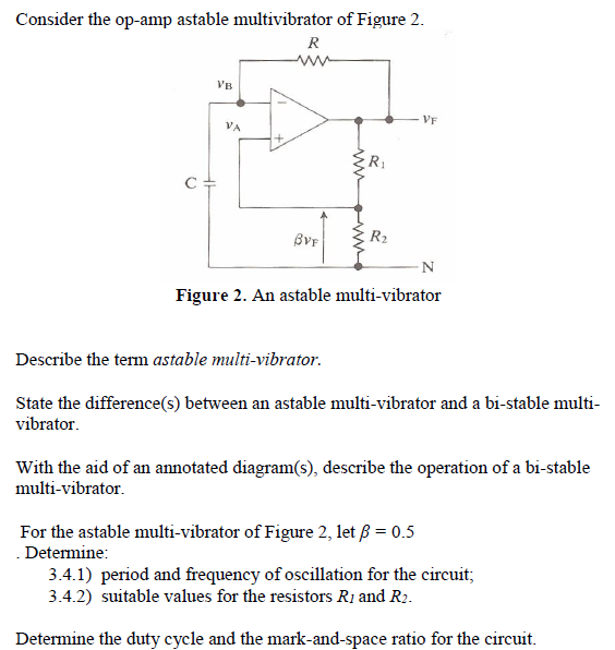 Solved Consider the opamp astable multivibrator of Figure