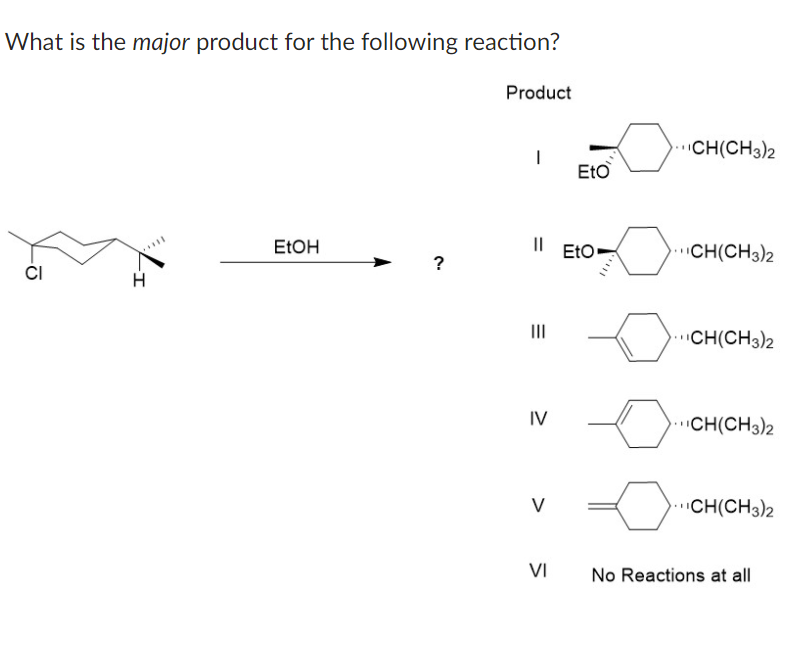 Solved What is the major product for the following reaction? | Chegg.com