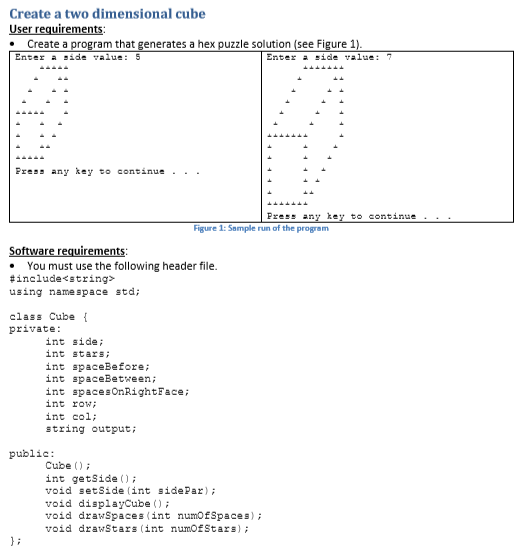 Create a two dimensional cube User requirements: • | Chegg.com