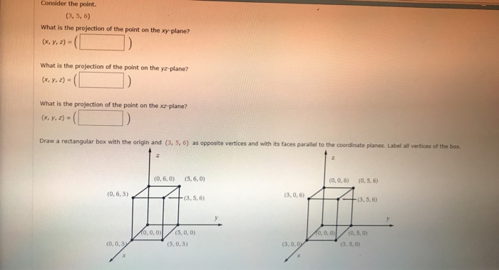 Solved Consider the point. (3,5, 6) What is the projection | Chegg.com