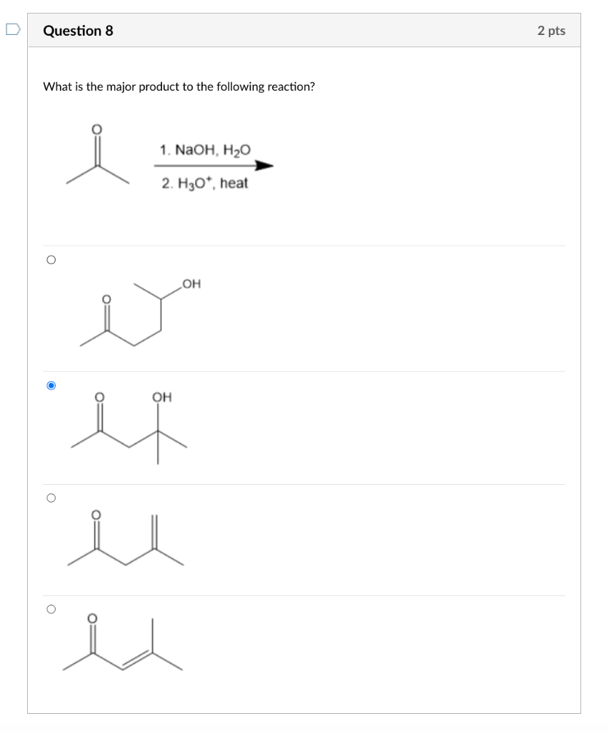 Solved Question 6 2 pts What is the major product to the | Chegg.com