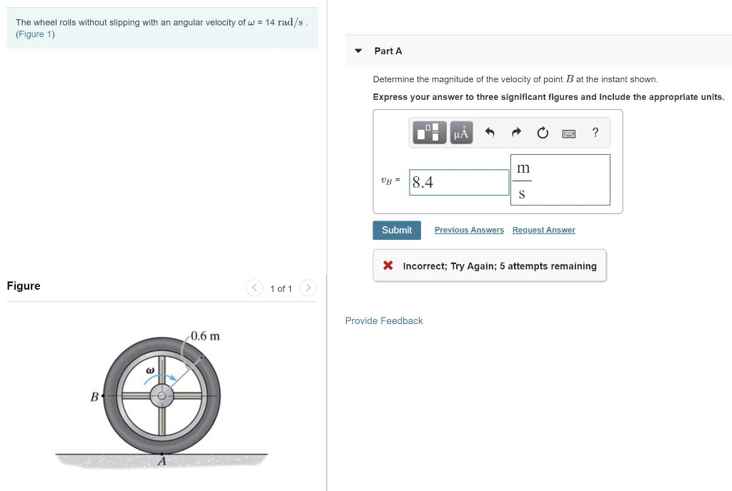 Solved The wheel rolls without slipping with an angular | Chegg.com