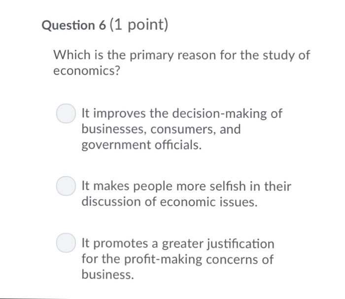 Solved Question 6 (1 point) Which is the primary reason for | Chegg.com