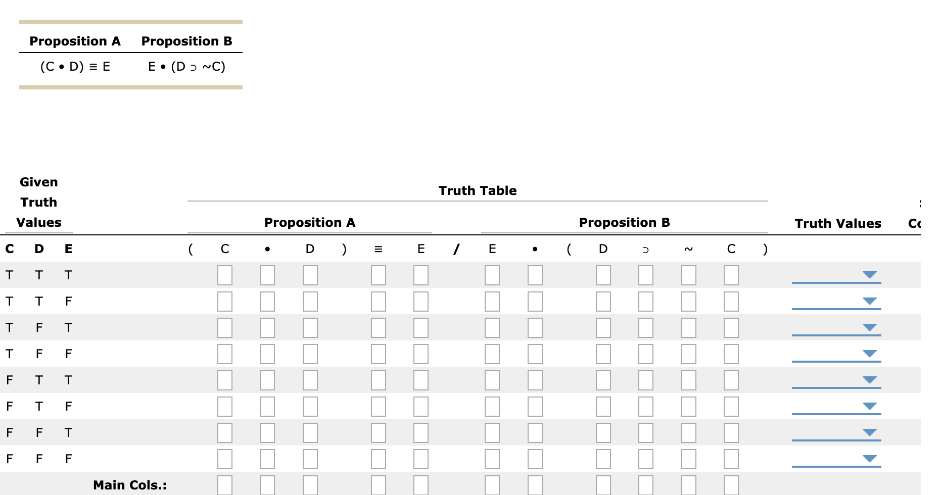 Solved \begin{tabular}{cc} Proposition A & Proposition B \\ | Chegg.com