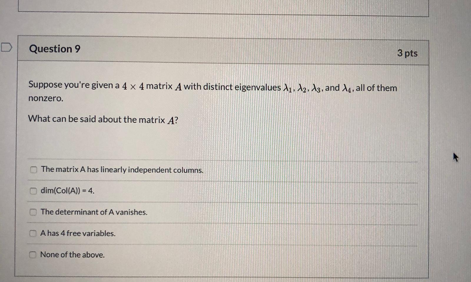 Solved Question 10 3 pts Which of the following is the | Chegg.com