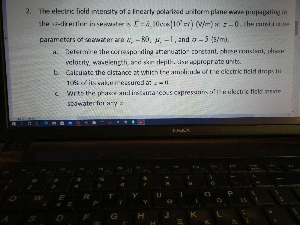 Solved A 2 The Electric Field Intensity Of A Linearly P Chegg Com