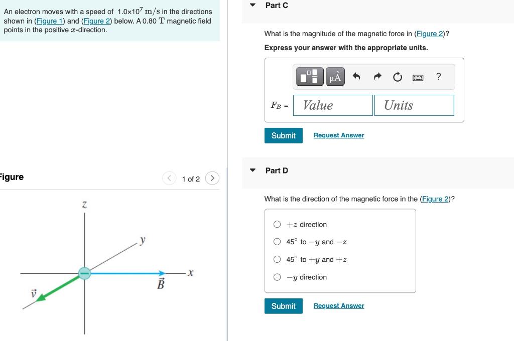 Solved An electron moves with a speed of 1.0×107 m/s in the | Chegg.com