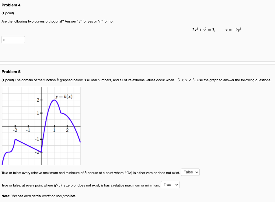 Solved Problem 4. (1 point) Are the following two curves | Chegg.com