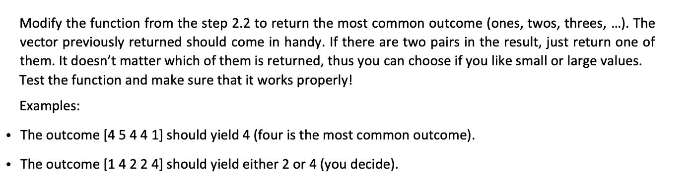 Solved Modify the function from the step 2.2 to return the | Chegg.com