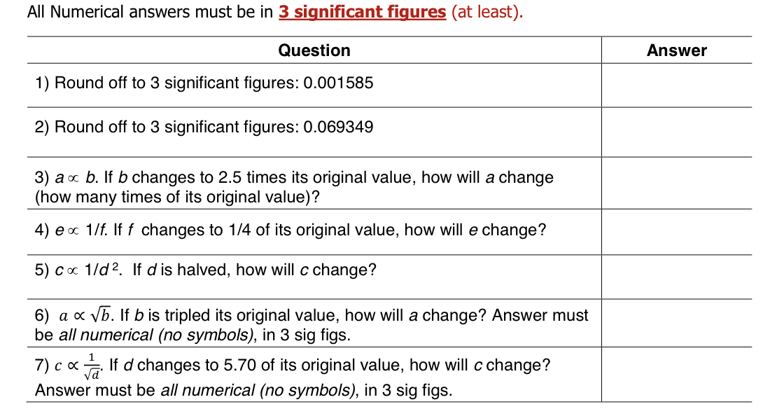 Solved All Numerical answers must be in 3 significant | Chegg.com
