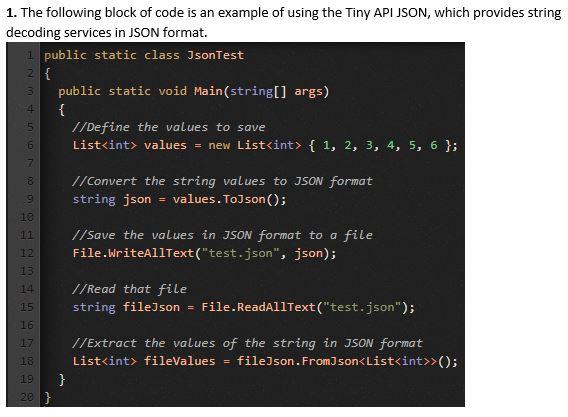 Solved 1. The following block of code is an example of using | Chegg.com
