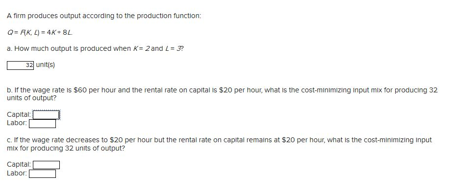 Solved A Firm Produces Output According To The Production | Chegg.com