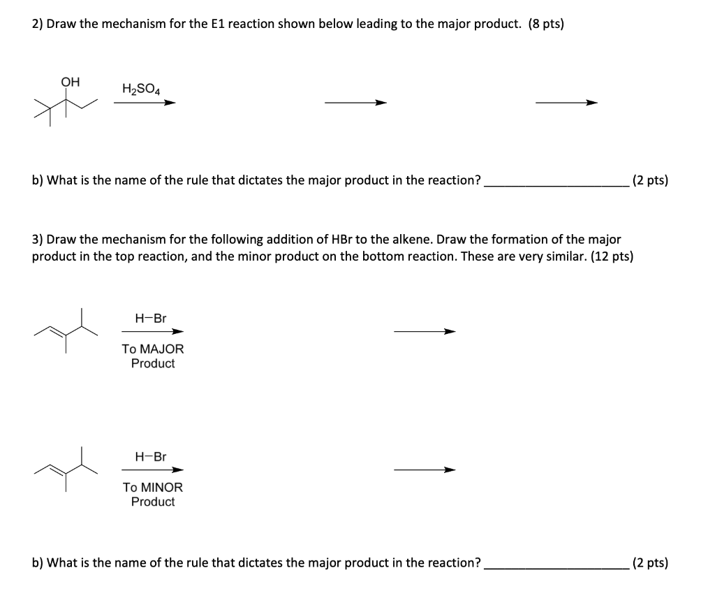 Solved 2) Draw the mechanism for the E1 reaction shown below | Chegg.com