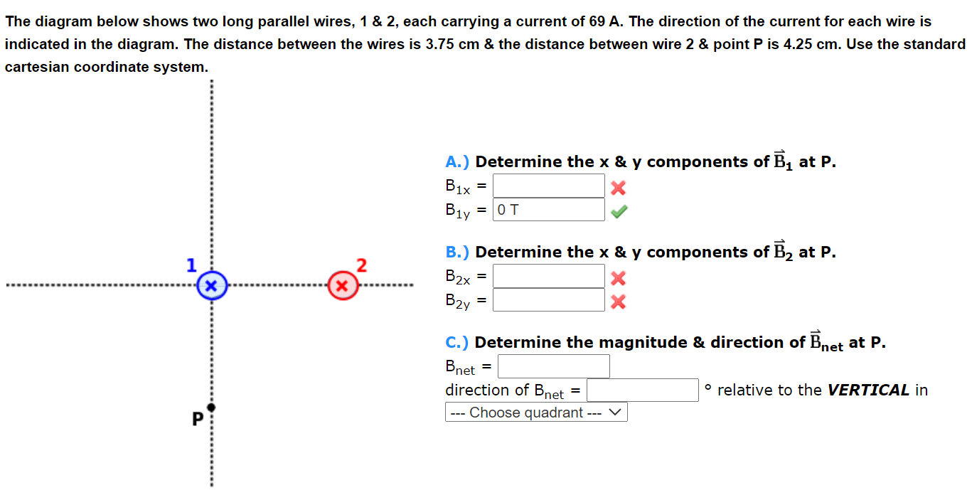 Solved The Diagram Below Shows Two Long Parallel Wires, 1 & | Chegg.com