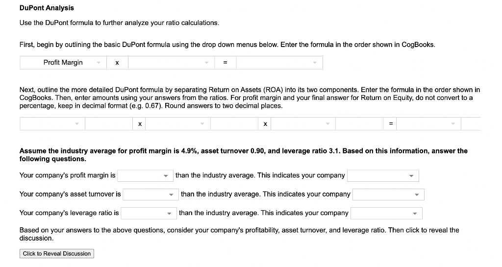 Solved DuPont Analysis Use The DuPont Formula To Further | Chegg.com