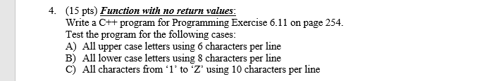Solved 6.11 (Display characters) Write a function that | Chegg.com