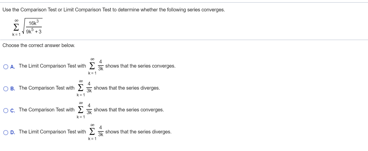 Solved Use The Comparison Test Or Limit Comparison Test To | Chegg.com