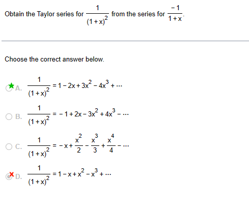 Solved Obtain the Taylor series for (1+x)21 from the series | Chegg.com