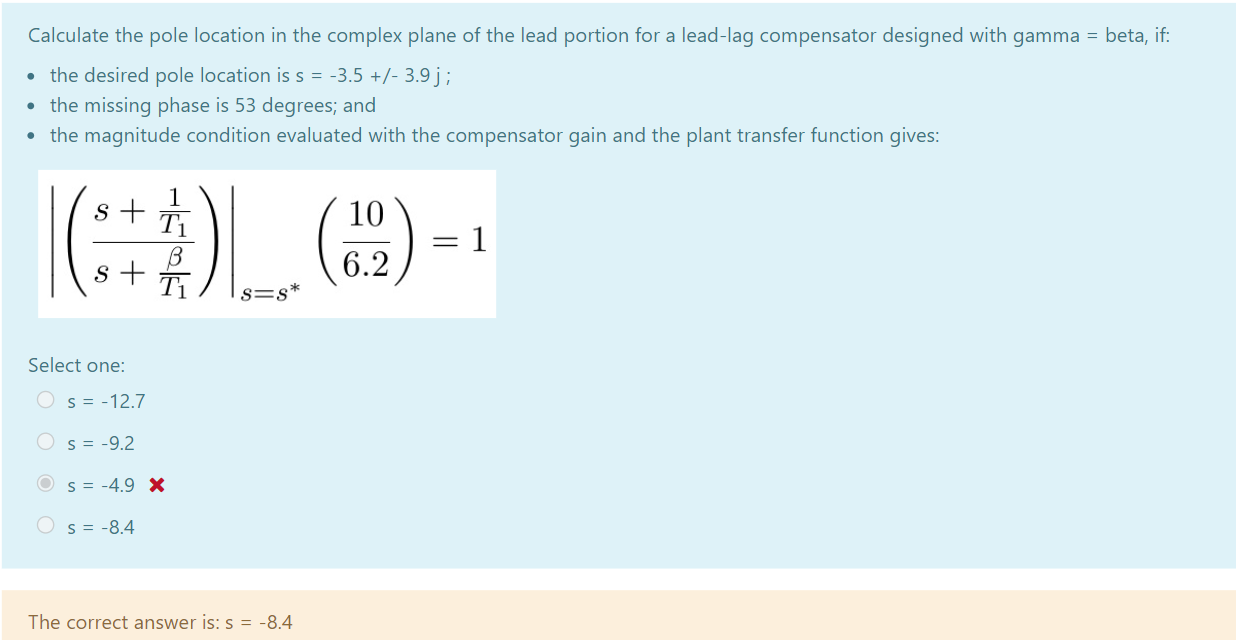 Solved . Calculate the pole location in the complex plane of | Chegg.com