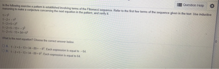 Solved i Question Help * In the following exercise a pattern | Chegg.com