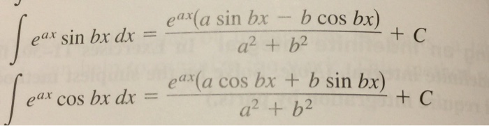 integration of e ax cos bx dx formula