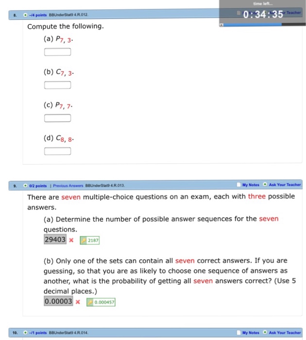 Solved Compute the following. P_7, 3. C_7, 3. P_7, 7. C_8, | Chegg.com