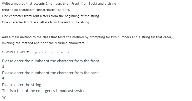 Solved Write a method that accepts 2 numbers (from Front, | Chegg.com