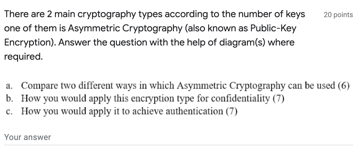 Solved 20 points There are 2 main cryptography types | Chegg.com
