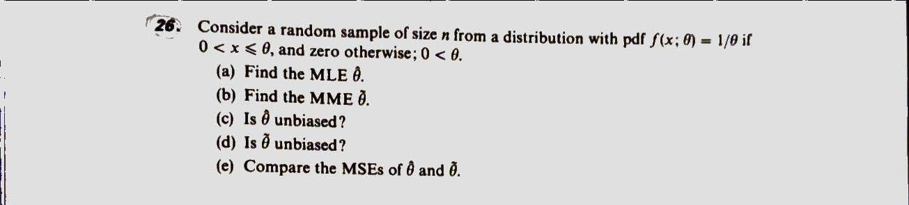 Solved - Consider a random sample of size n from a | Chegg.com