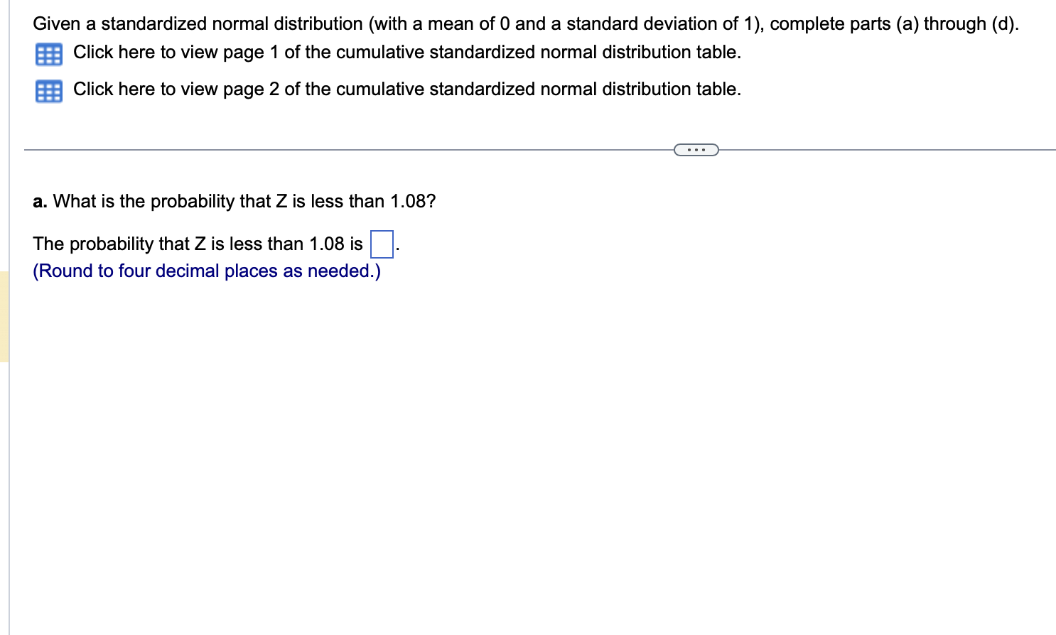 Solved Given A Standardized Normal Distribution (with A Mean 