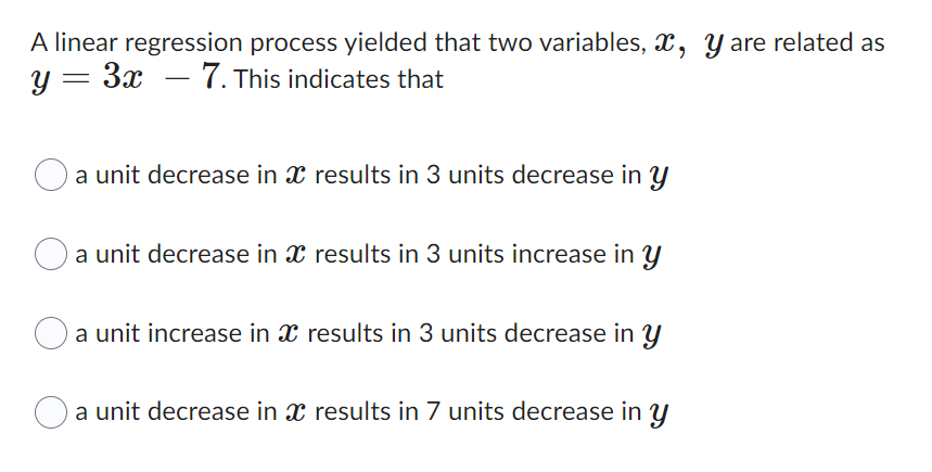 Solved A linear regression process yielded that two | Chegg.com