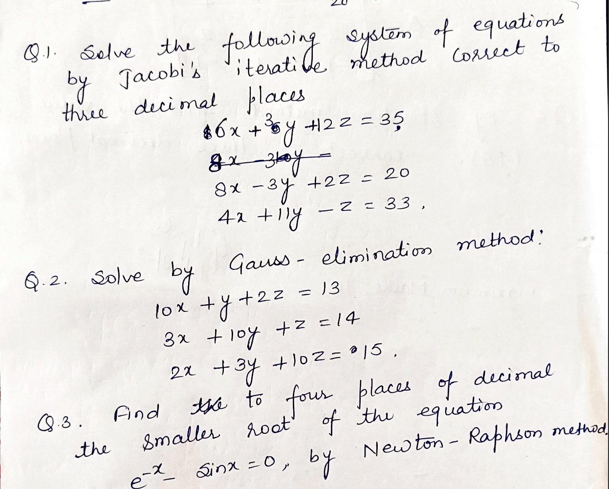 Solved Q.1. Solve the following system of equations by | Chegg.com