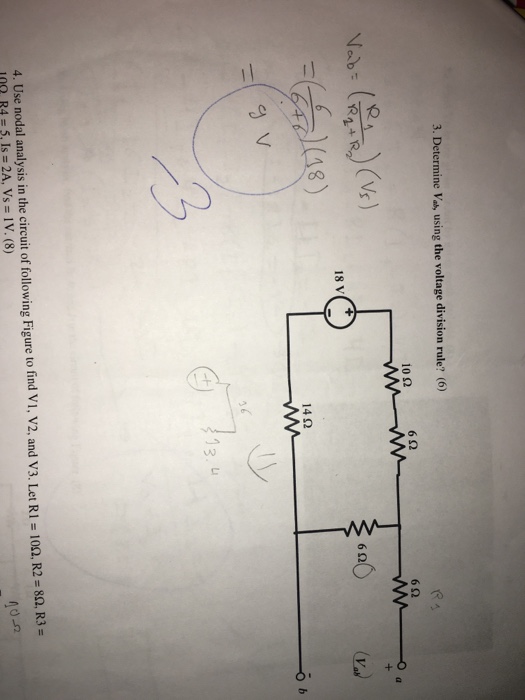 Solved Determine V_ab, using the voltage division rule? Use | Chegg.com