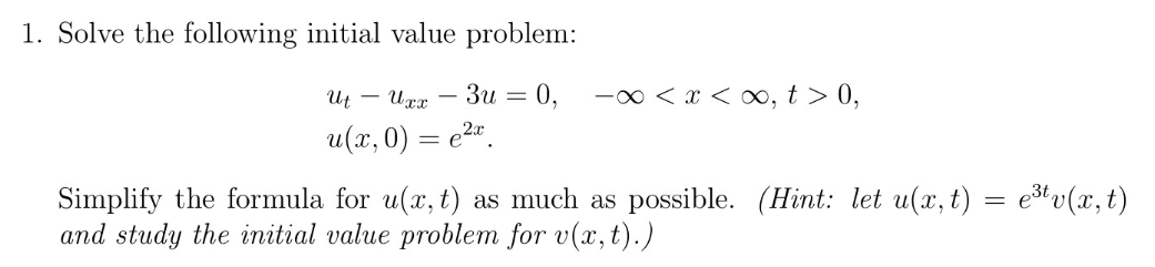 Solved 1. Solve the following initial value problem: -00
