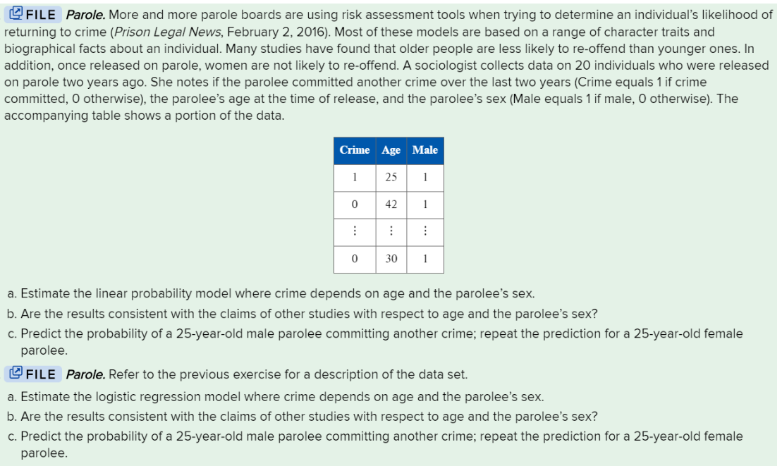 Solved @FILE Parole. More and more parole boards are using | Chegg.com
