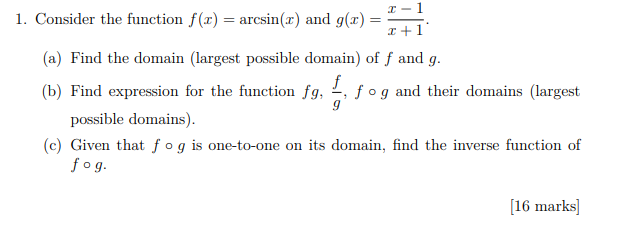 Solved 1. Consider the function f(x)=arcsin(x) and | Chegg.com