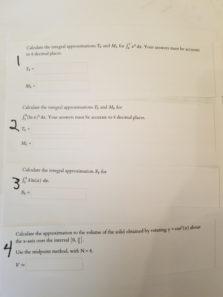 Solved Calculate the integral approximations Tș and Mg for | Chegg.com