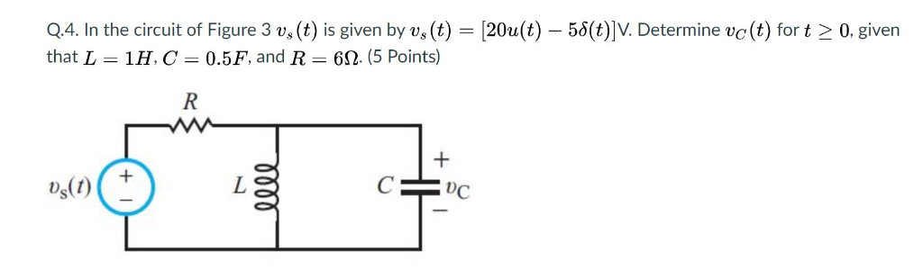 Solved Q.4. In the circuit of Figure 3 v, (t) is given by v, | Chegg.com