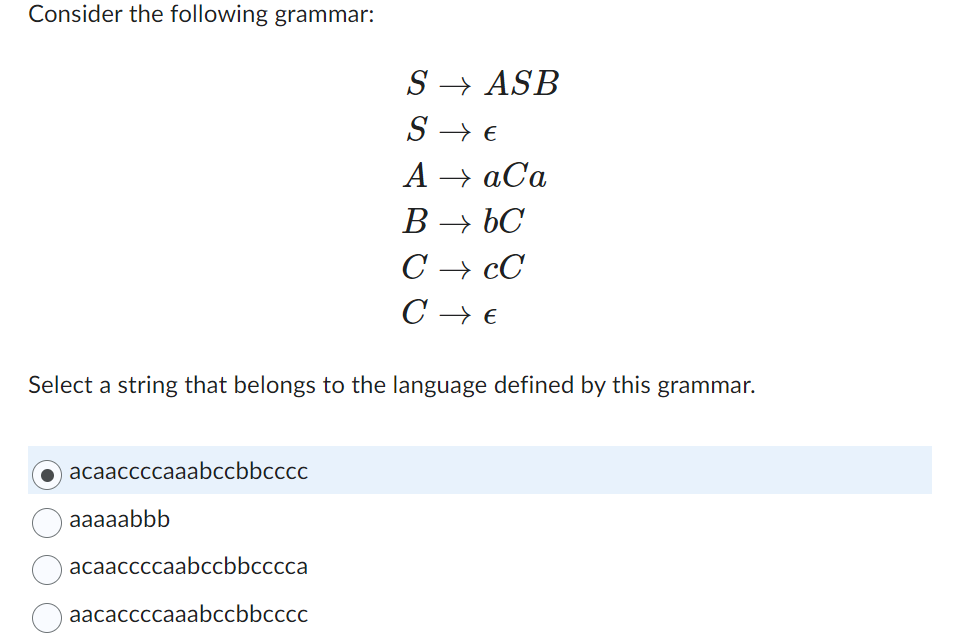 Consider The Following Grammar: | Chegg.com