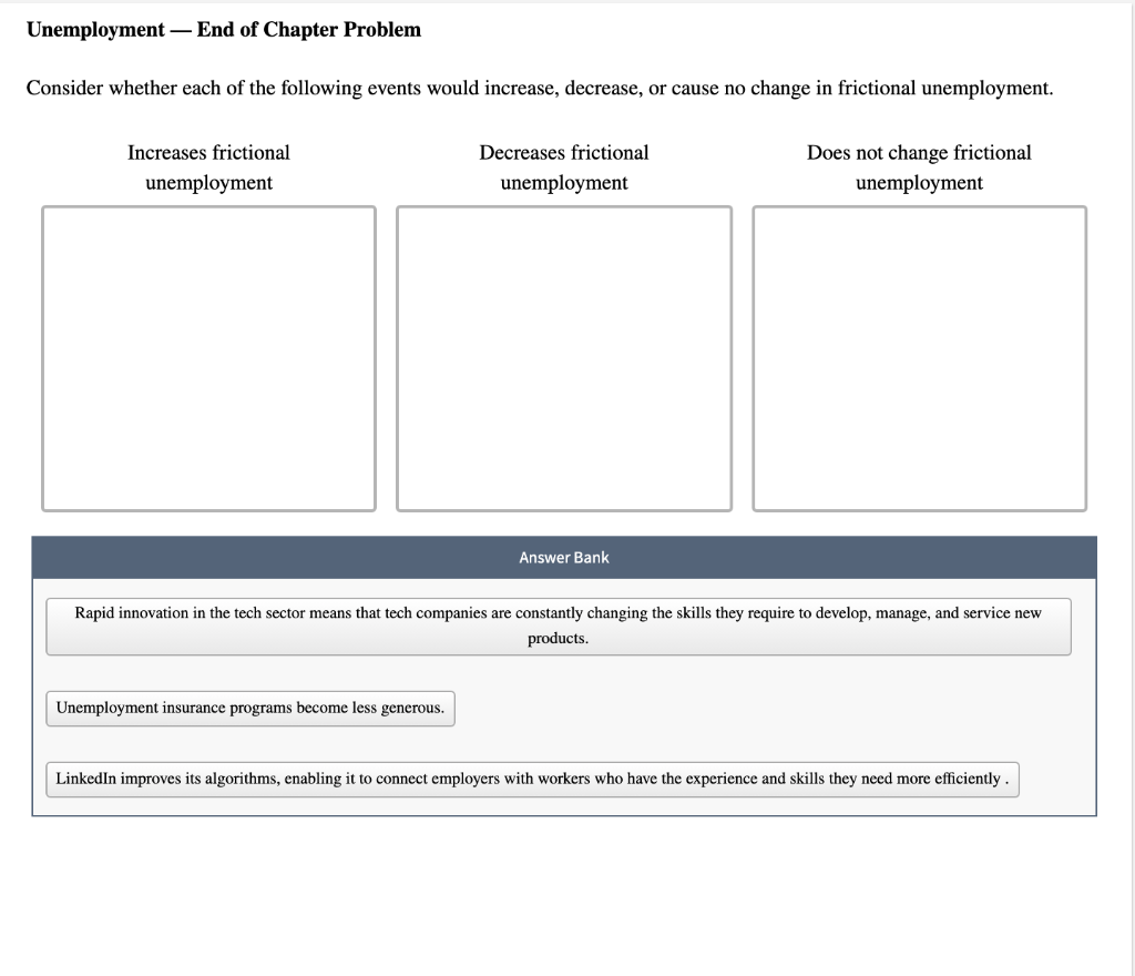 Consider Whether Each Of The Following Events Would Increase Decrease Solved Unemployment - End of Chapter Problem Consider | Chegg.com