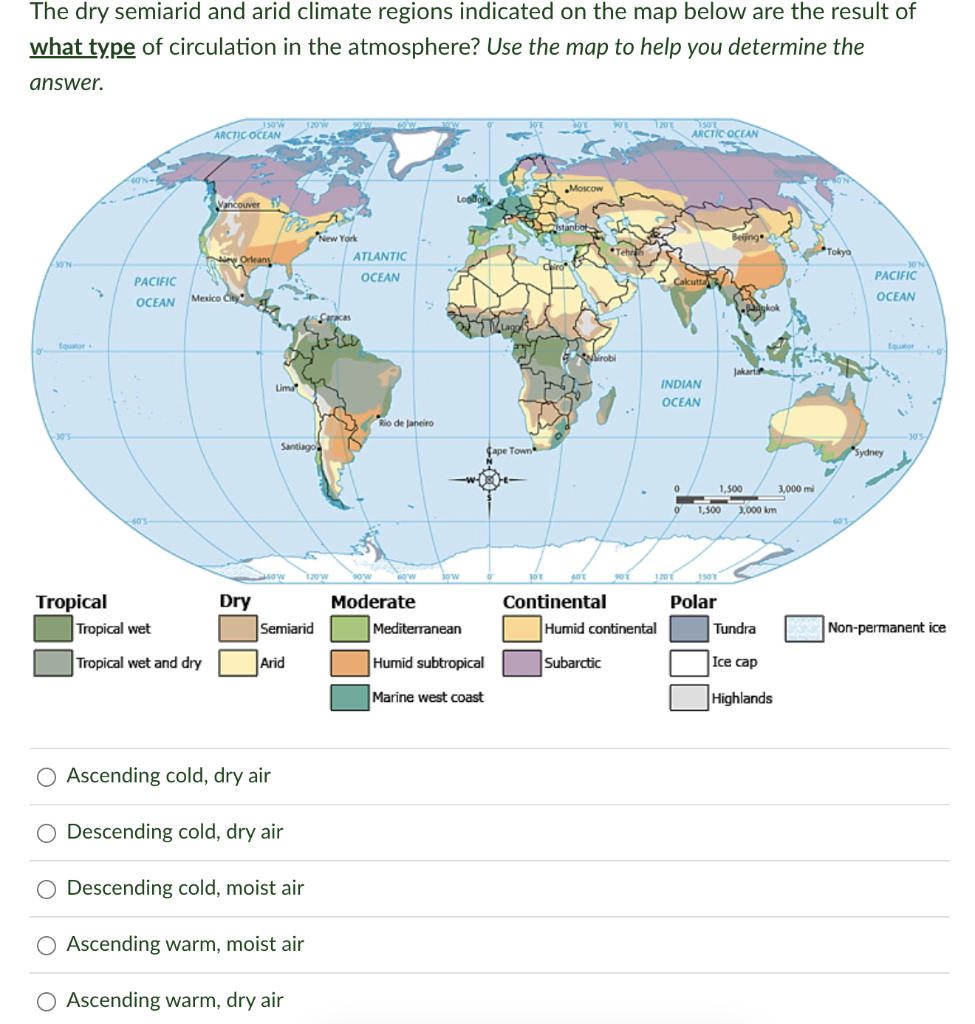 Solved The dry semiarid and arid climate regions indicated | Chegg.com